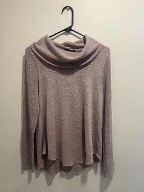 Light Purple Soft Ribbed Turtleneck Sweater